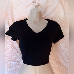 Wild Fable Black Fitted Crop T-Shirt